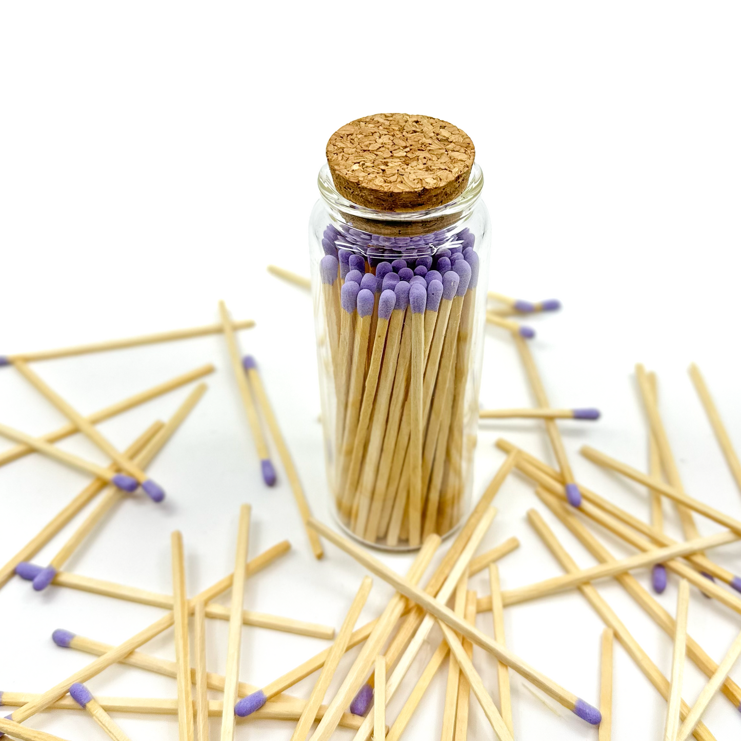 Purple Safety Matches in Jar - Strike On Bottle Glass Jar 4" Inch Matchsticks