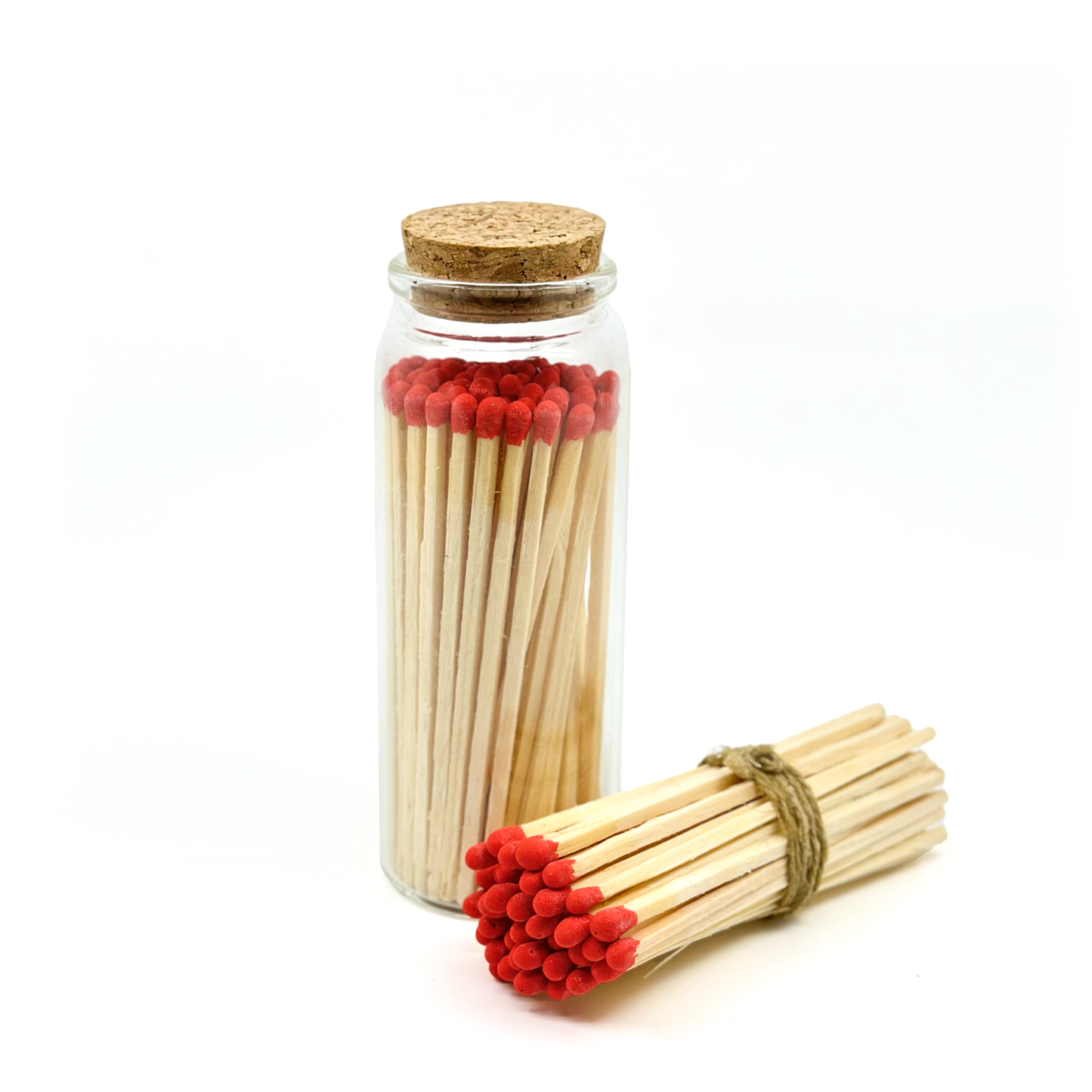 Red Safety Matches in Jar - Strike On Bottle Glass Jar 4" Inch Matchsticks