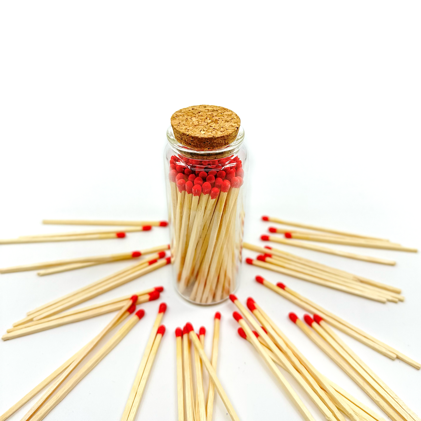 Red Safety Matches in Jar - Strike On Bottle Glass Jar 4" Inch Matchsticks