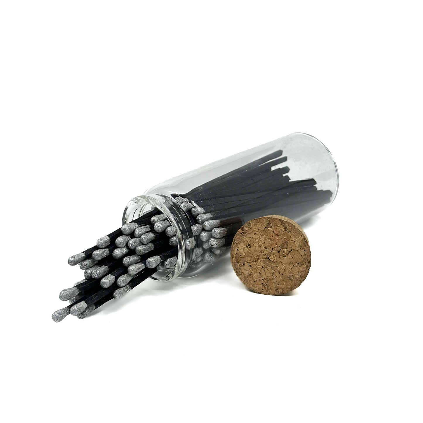 Silver Safety Matches in Jar - Strike On Bottle Glass Jar 4" Inch Matchsticks