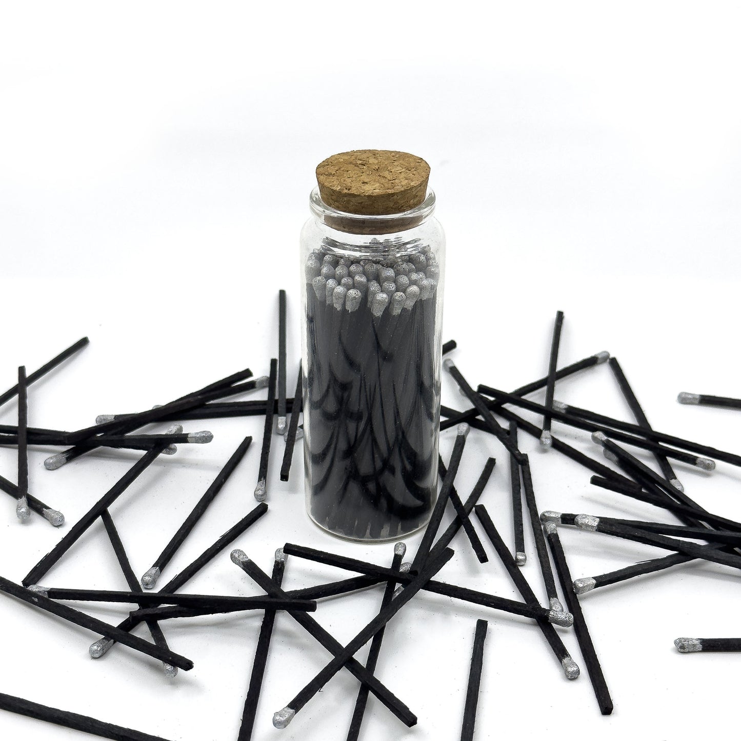 Silver Safety Matches in Jar - Strike On Bottle Glass Jar 4" Inch Matchsticks