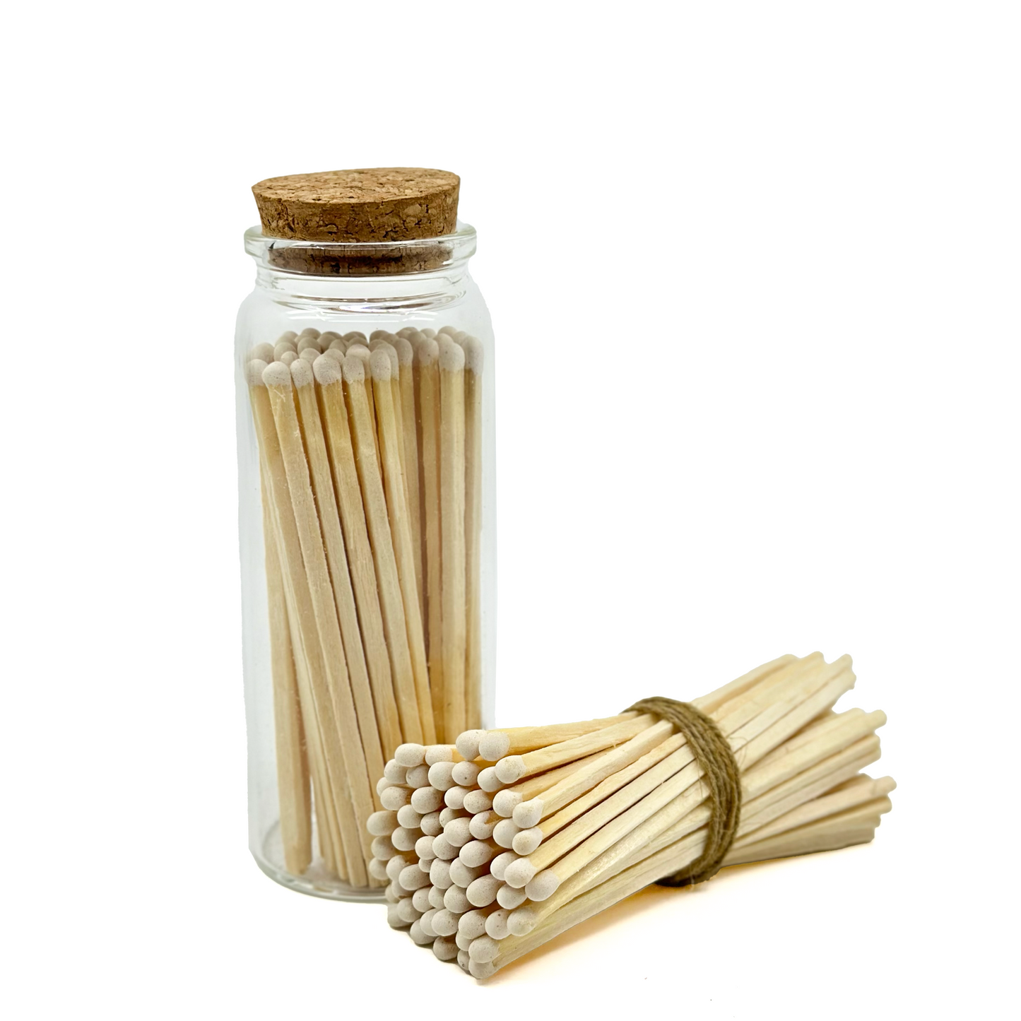 White Safety Matches in Jar - Strike On Bottle Glass Jar 4" Inch Matchsticks