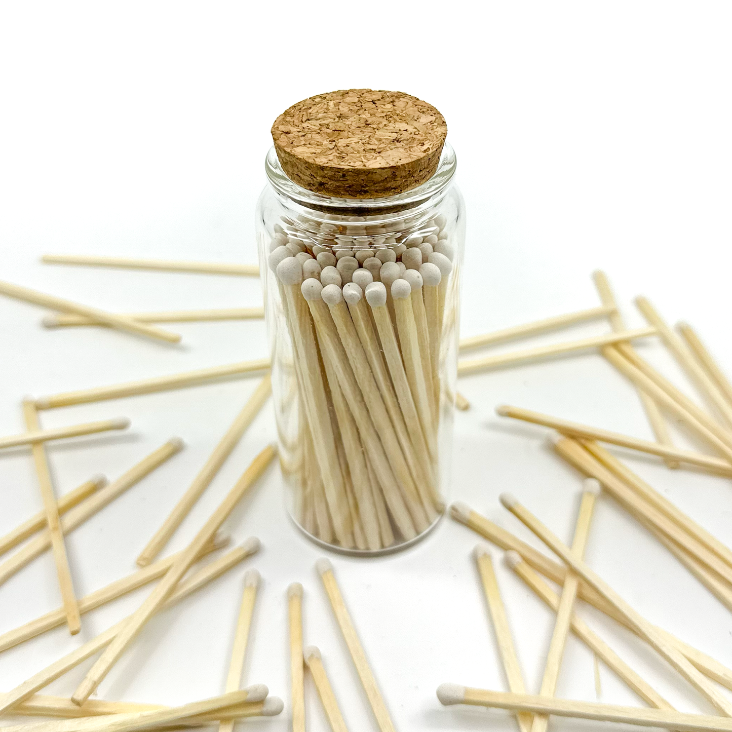 White Safety Matches in Jar - Strike On Bottle Glass Jar 4" Inch Matchsticks