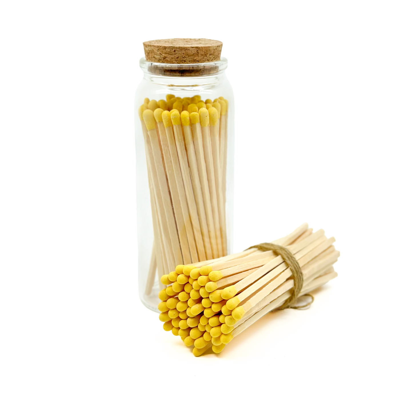 Yellow Safety Matches in Jar - Strike On Bottle Glass Jar 4" Inch Matchsticks