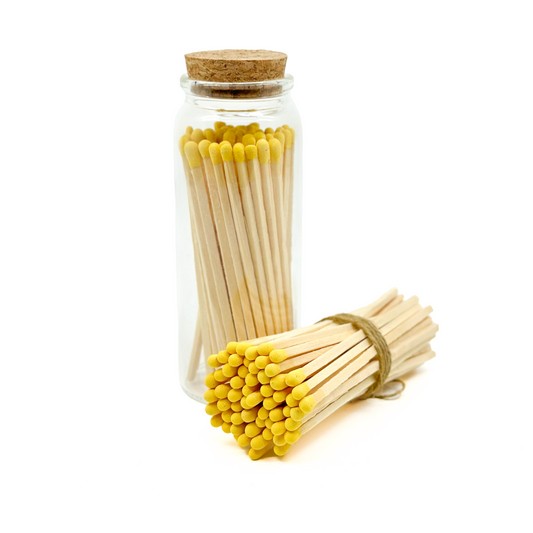Yellow Safety Matches in Jar - Strike On Bottle  Glass Jar 4" Inch Matchsticks