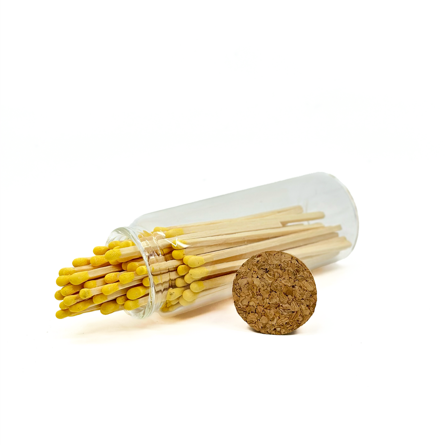 Yellow Safety Matches in Jar - Strike On Bottle Glass Jar 4" Inch Matchsticks