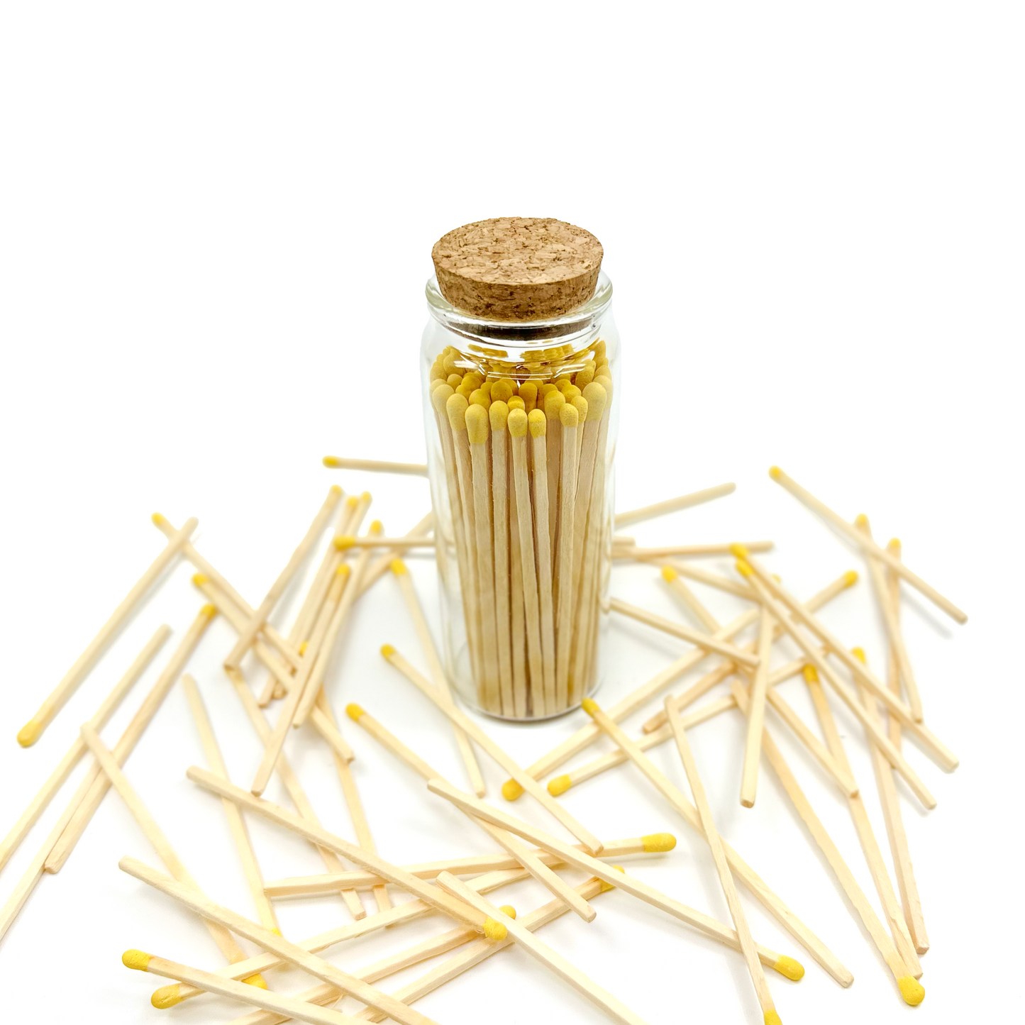 Yellow Safety Matches in Jar - Strike On Bottle Glass Jar 4" Inch Matchsticks