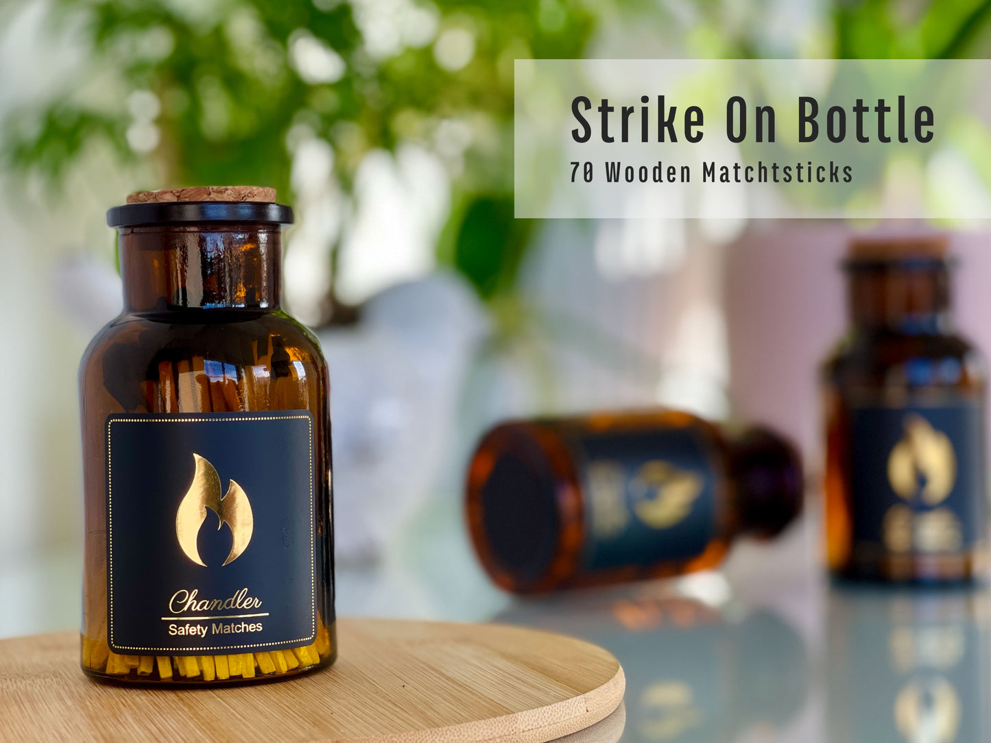 Safety Matches - Strike On Bottle Glass Jar 3 Inch Matchsticks - Chandler Studio
