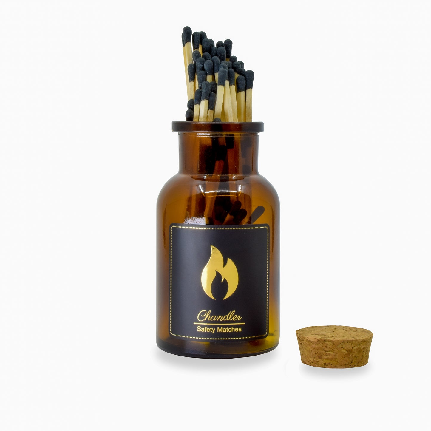 Safety Matches - | Approx. 70 Strike On Bottle Glass Jar 3 Inch Match Sticks - Chandler Studio