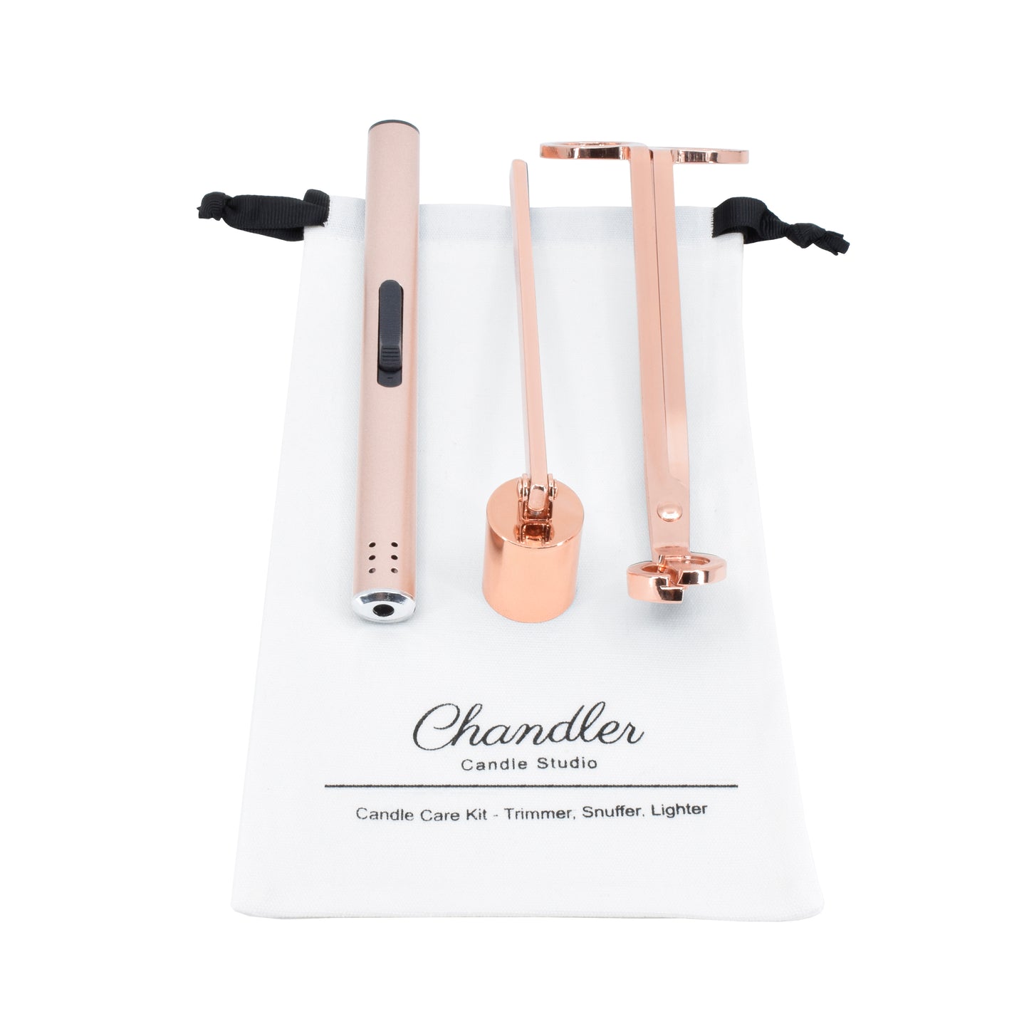 Candle Tools Set - Candle Care Kit Long Windproof Lighter Candle Snuffer Trimmer Electric Plasma USB Rechargeable or Butane Lighter - Chandler Studio