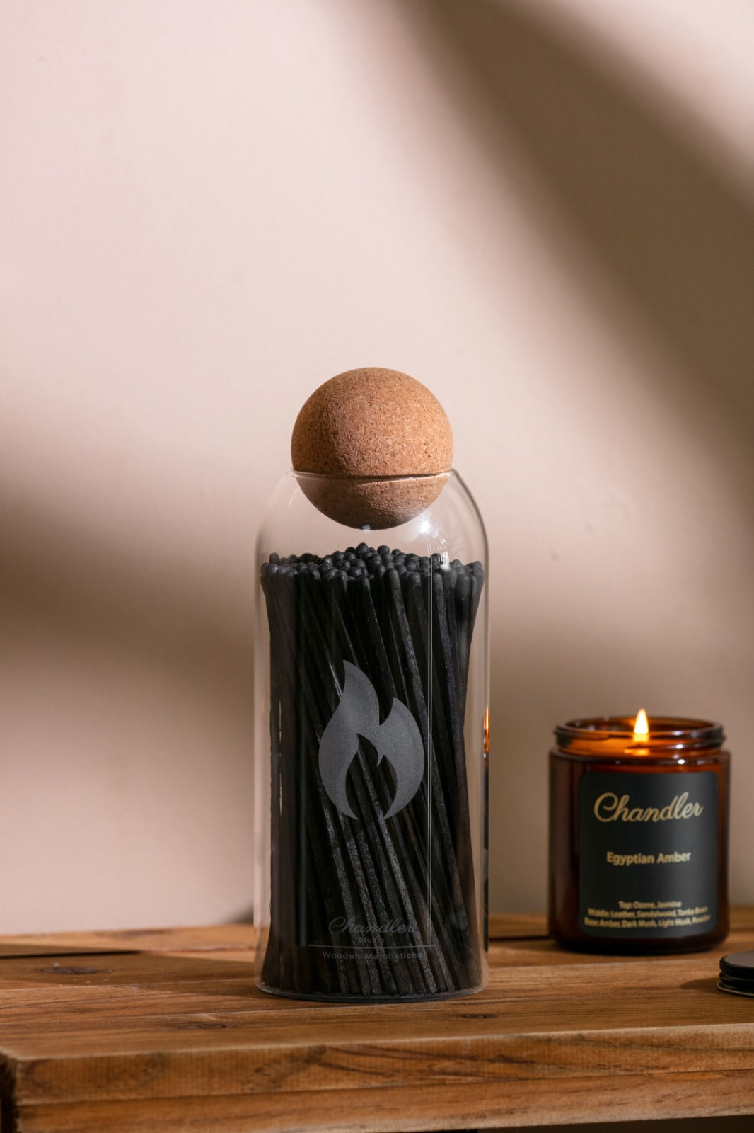 Fireplace - Candle Matches | Apothecary Decorative Glass Bottle - Approx. 210 Long Matchsticks in Jar