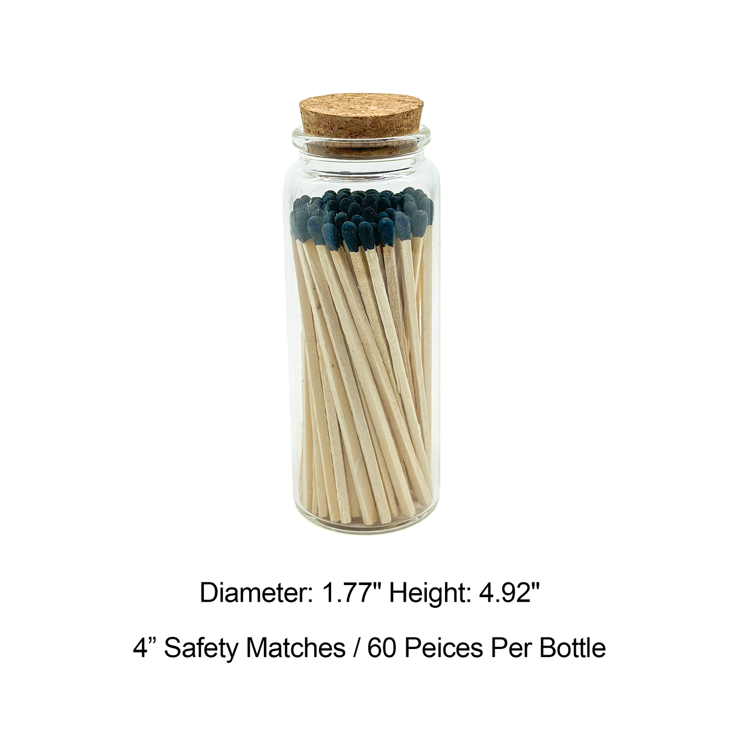 Black Safety Matches in Jar - Strike On Bottle Glass Jar 4" Inch Matchsticks