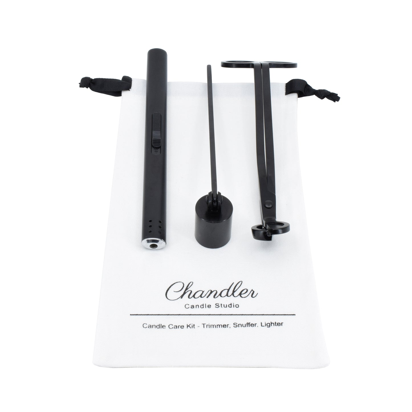 Candle Tools Set - Candle Care Kit Long Windproof Lighter Candle Snuffer Trimmer Electric Plasma USB Rechargeable or Butane Lighter - Chandler Studio
