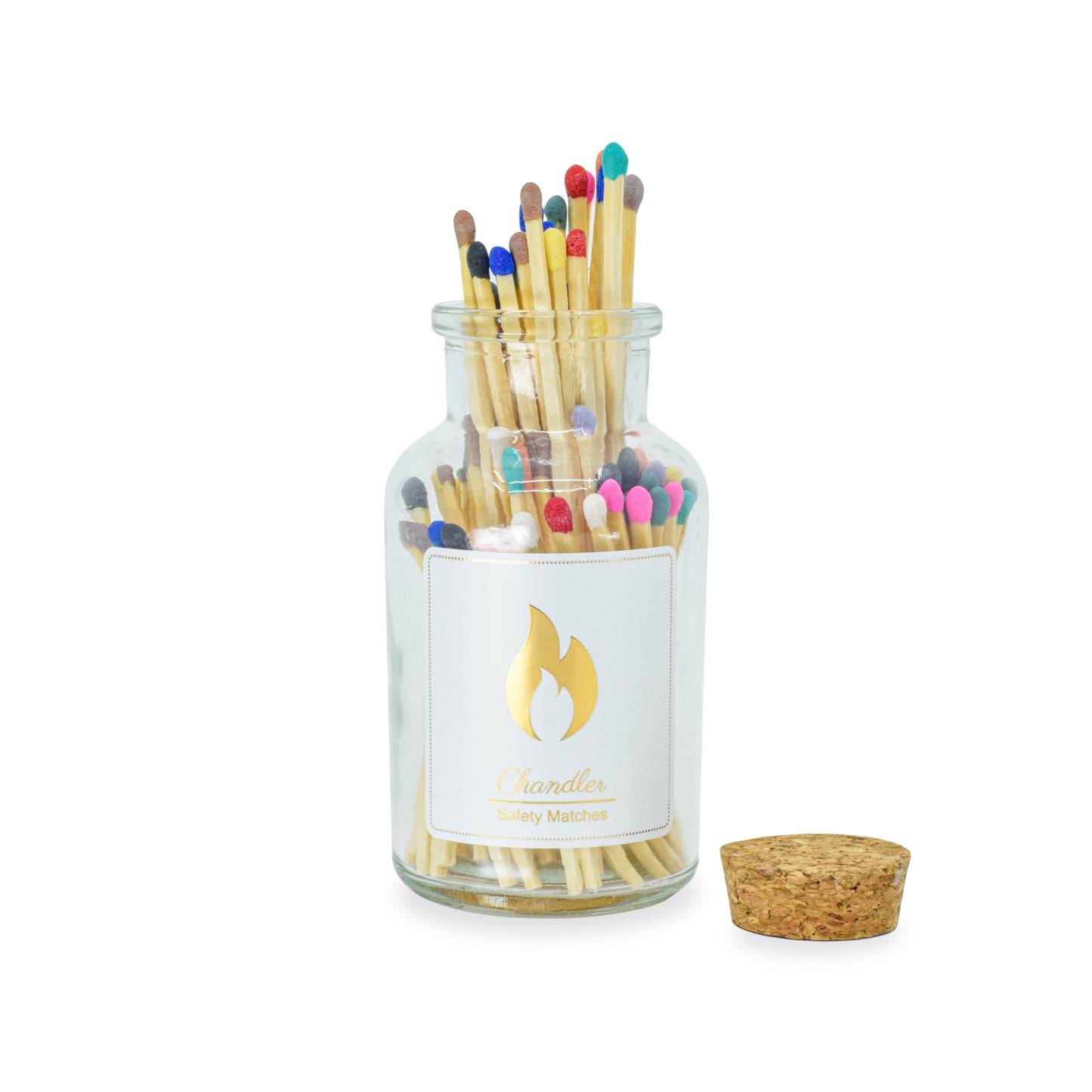 Safety Matches - | Approx. 70 Strike On Bottle Glass Jar 3 Inch Match Sticks - Chandler Studio