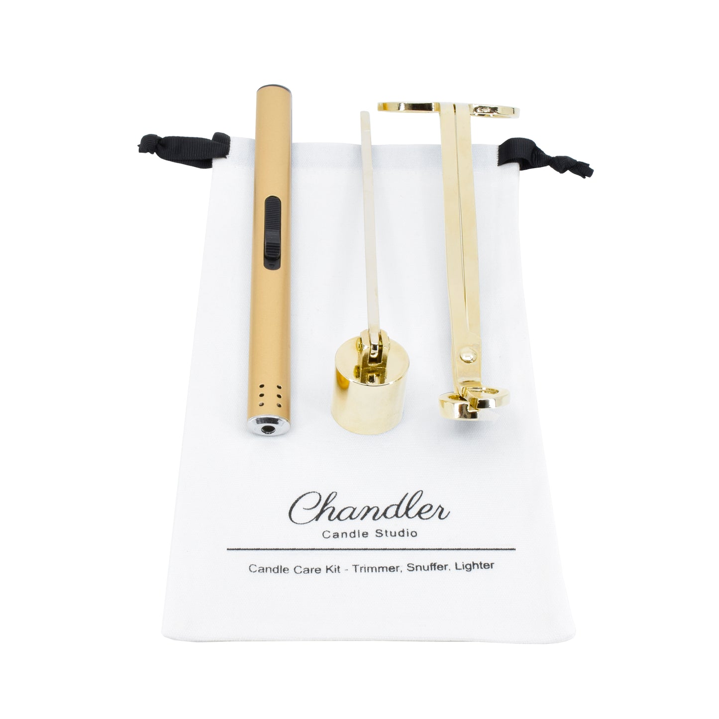 Candle Tools Set - Candle Care Kit Long Windproof Lighter Candle Snuffer Trimmer Electric Plasma USB Rechargeable or Butane Lighter - Chandler Studio