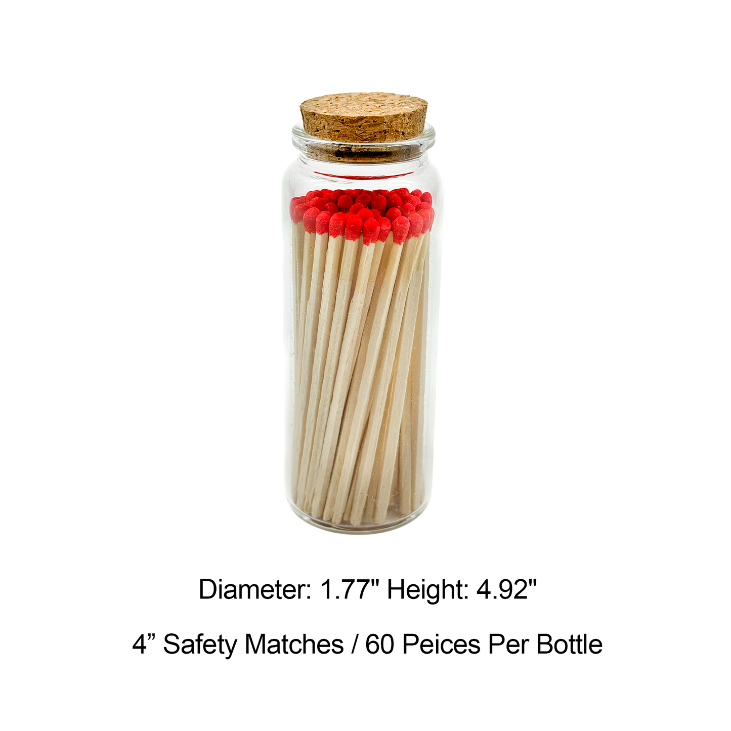 Red Safety Matches in Jar - Strike On Bottle Glass Jar 4" Inch Matchsticks