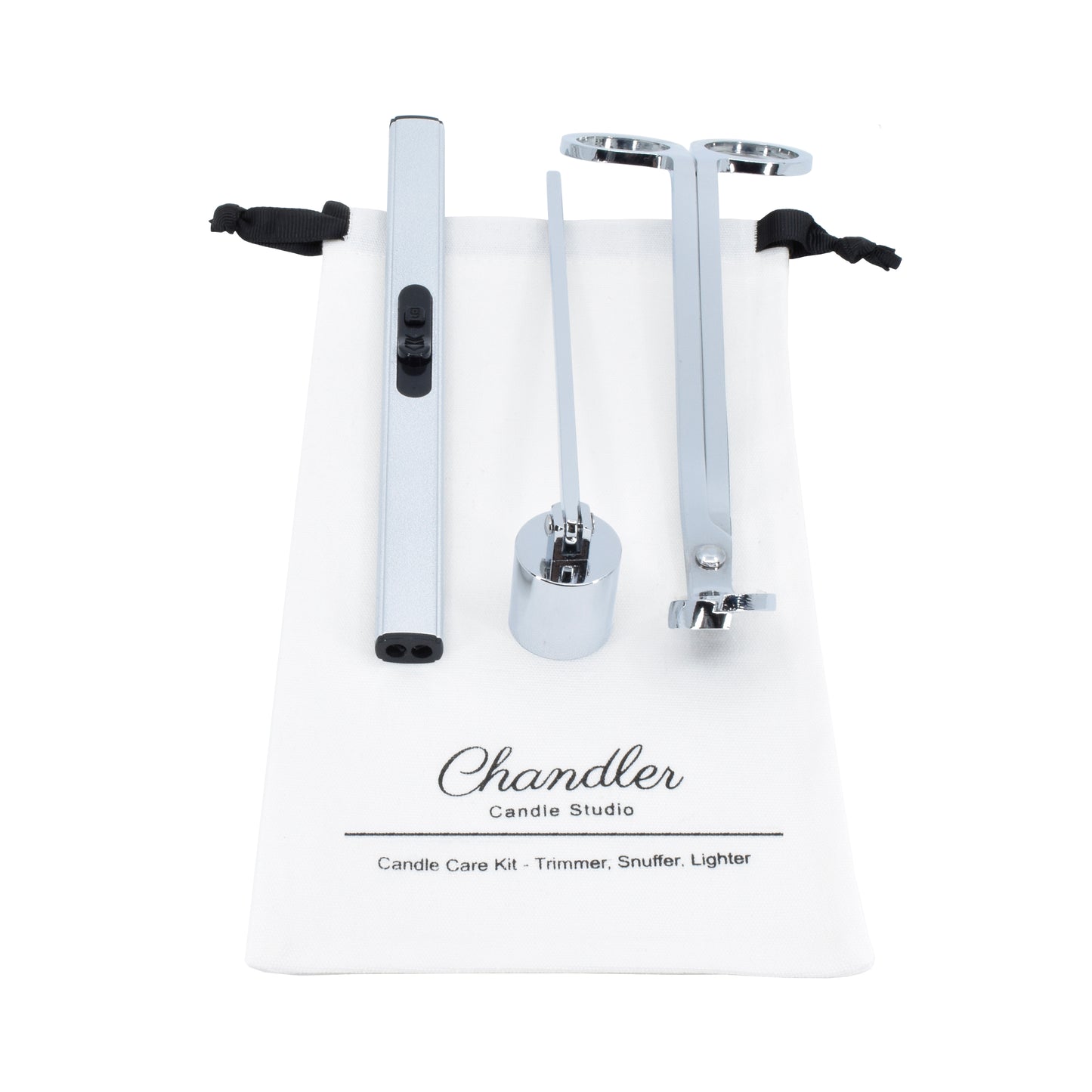 Candle Tools Set - Candle Care Kit Long Windproof Lighter Candle Snuffer Trimmer Electric Plasma USB Rechargeable or Butane Lighter - Chandler Studio