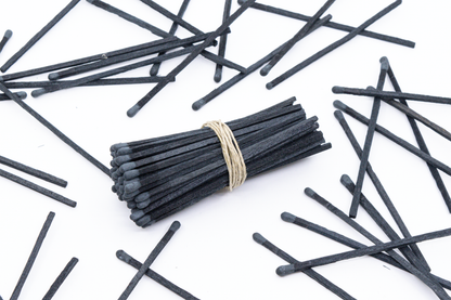 4-Inch Loose Matchsticks – Black Stem/Black Tip Wooden Safety Matches