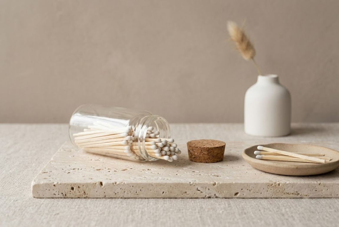 3" White Match Bottle Jar with Striker