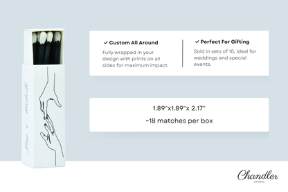 Personalized Wedding Matchboxes – Set of 10 -  2" | Design 2
