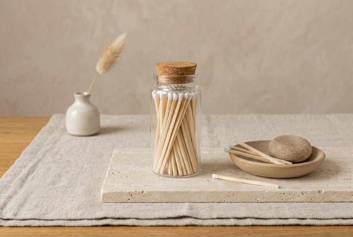 3" White Match Bottle Jar with Striker