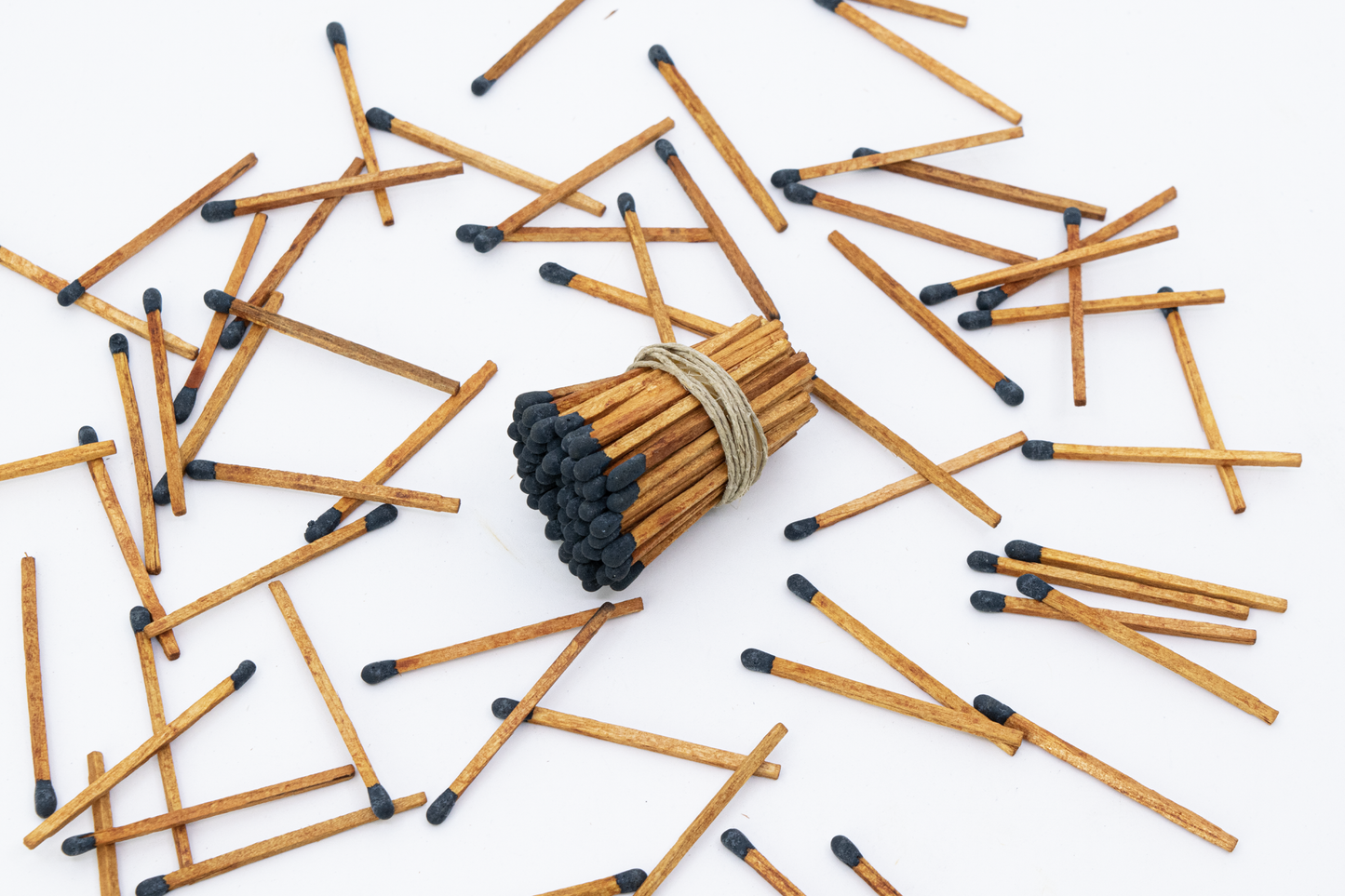 2" Long Brown Stem / Black Tip Wooden Matchsticks - Safety Matches, Bulk, Loose, 2 Inches Wholesale