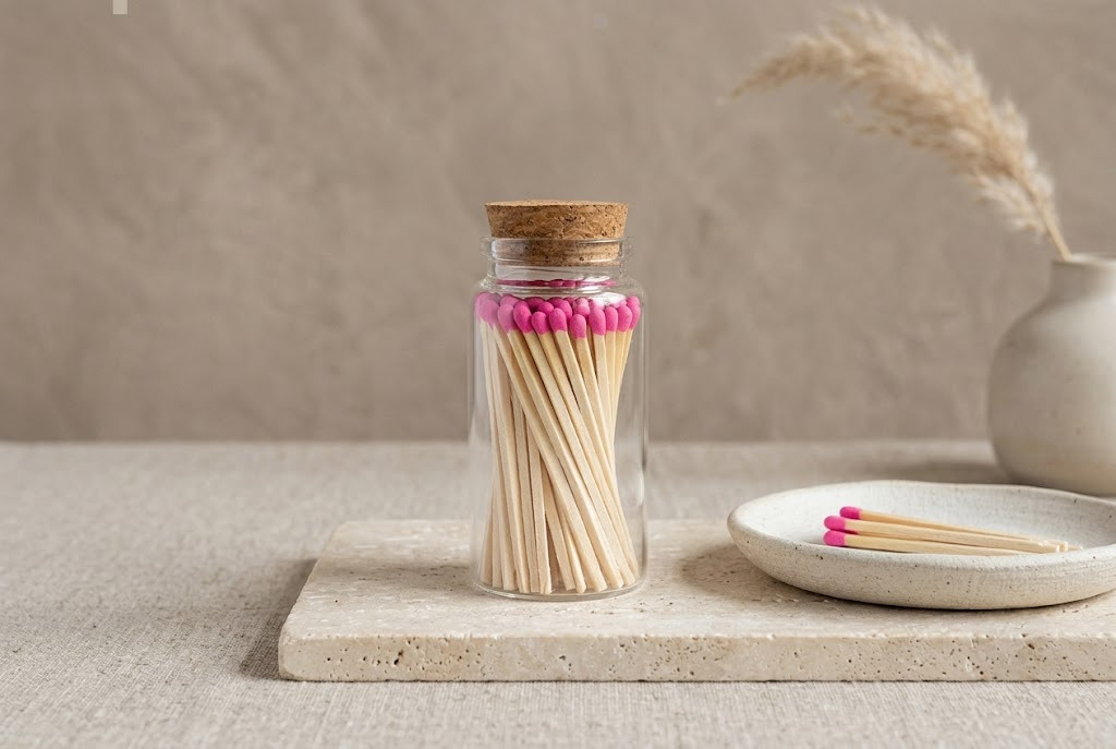 3" Pink Match Bottle Jar with Striker