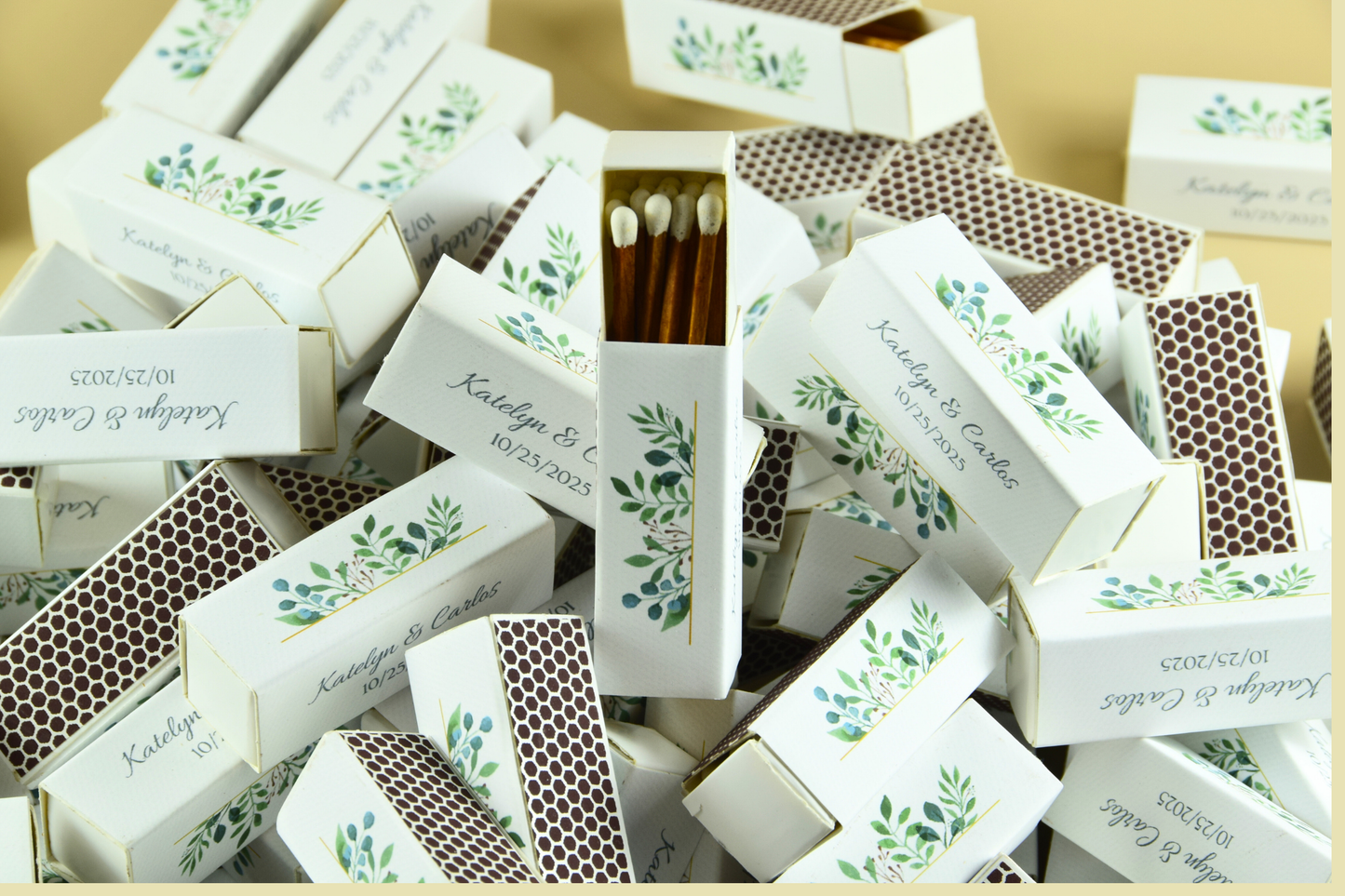 Custom Matchboxes - Set of 10 Personalized 2" Inch Long Colorful Matchsticks for Weddings – Unique Wedding Favor and Gift - Wedding Design 5
