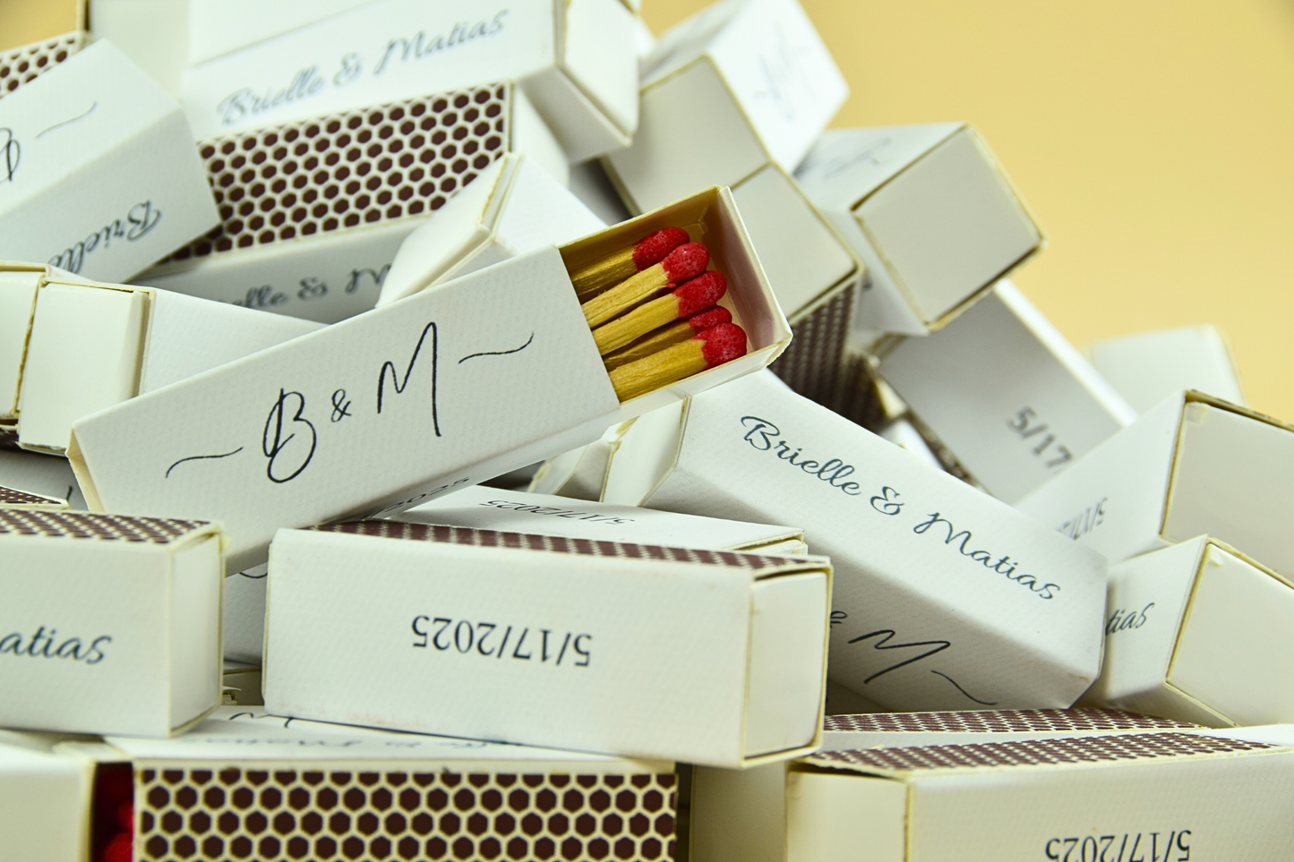 Custom Matchboxes - Set of 10 Personalized 2" Inch Long Colorful Matchsticks for Weddings – Unique Wedding Favor and Gift - Wedding Design 3