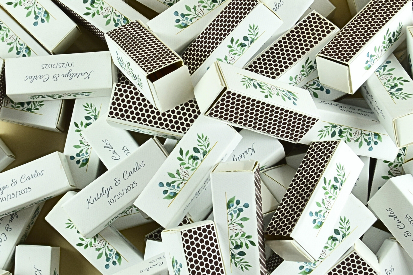 Custom Matchboxes - Set of 10 Personalized 2" Inch Long Colorful Matchsticks for Weddings – Unique Wedding Favor and Gift - Wedding Design 5