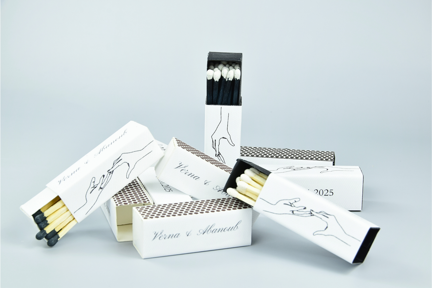 Custom Matchboxes - Set of 10 Personalized 2" Inch Long Colorful Matchsticks for Weddings – Unique Wedding Favor and Gift - Wedding Design 2