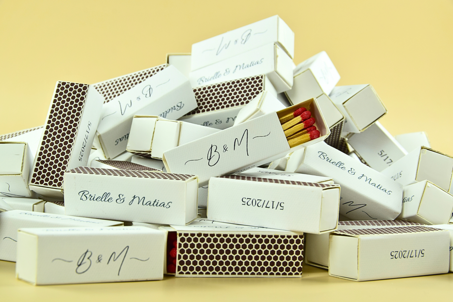 Custom Matchboxes - Set of 10 Personalized 2" Inch Long Colorful Matchsticks for Weddings – Unique Wedding Favor and Gift - Wedding Design 3