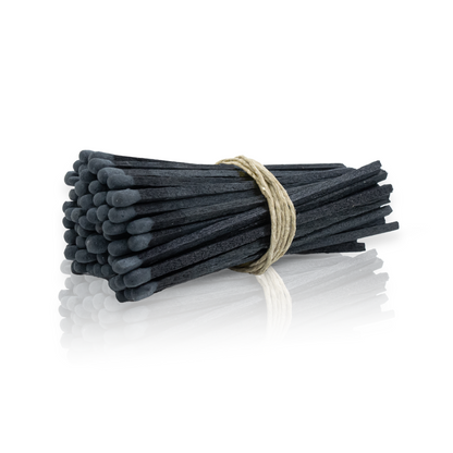 4-Inch Loose Matchsticks – Black Stem/Black Tip Wooden Safety Matches