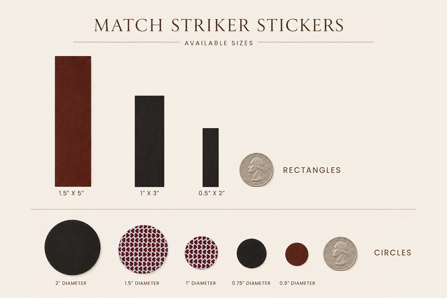 1.5" x 5" Adhesive Match Striker Stickers | Rectangle Striker Strips