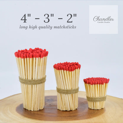 2" Long Red Tip Wooden Matchsticks for Home Decor, Wedding Favors, Crafts, Matchbox Filling, Refill, Safety Matches, Bulk, Loose, 2 Inches - Chandler Studio