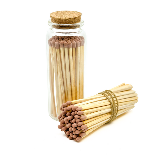 Brown Safety Matches in Jar - Strike On Bottle  Glass Jar 4" Inch Matchsticks