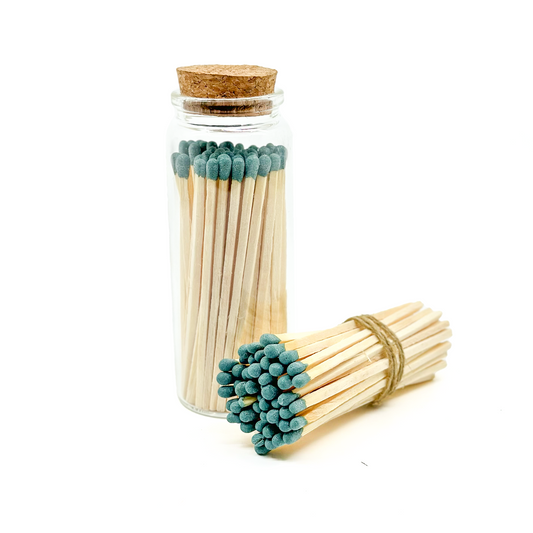 Dark Green Safety Matches in Jar - Strike On Bottle  Glass Jar 4" Inch Matchsticks