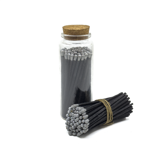 Silver Safety Matches in Jar - Strike On Bottle  Glass Jar 4" Inch Matchsticks