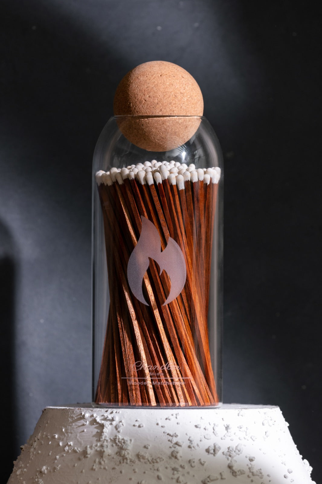 Fireplace - Candle Matches | Apothecary Decorative Glass Bottle - Approx. 210 Long Matchsticks in Jar