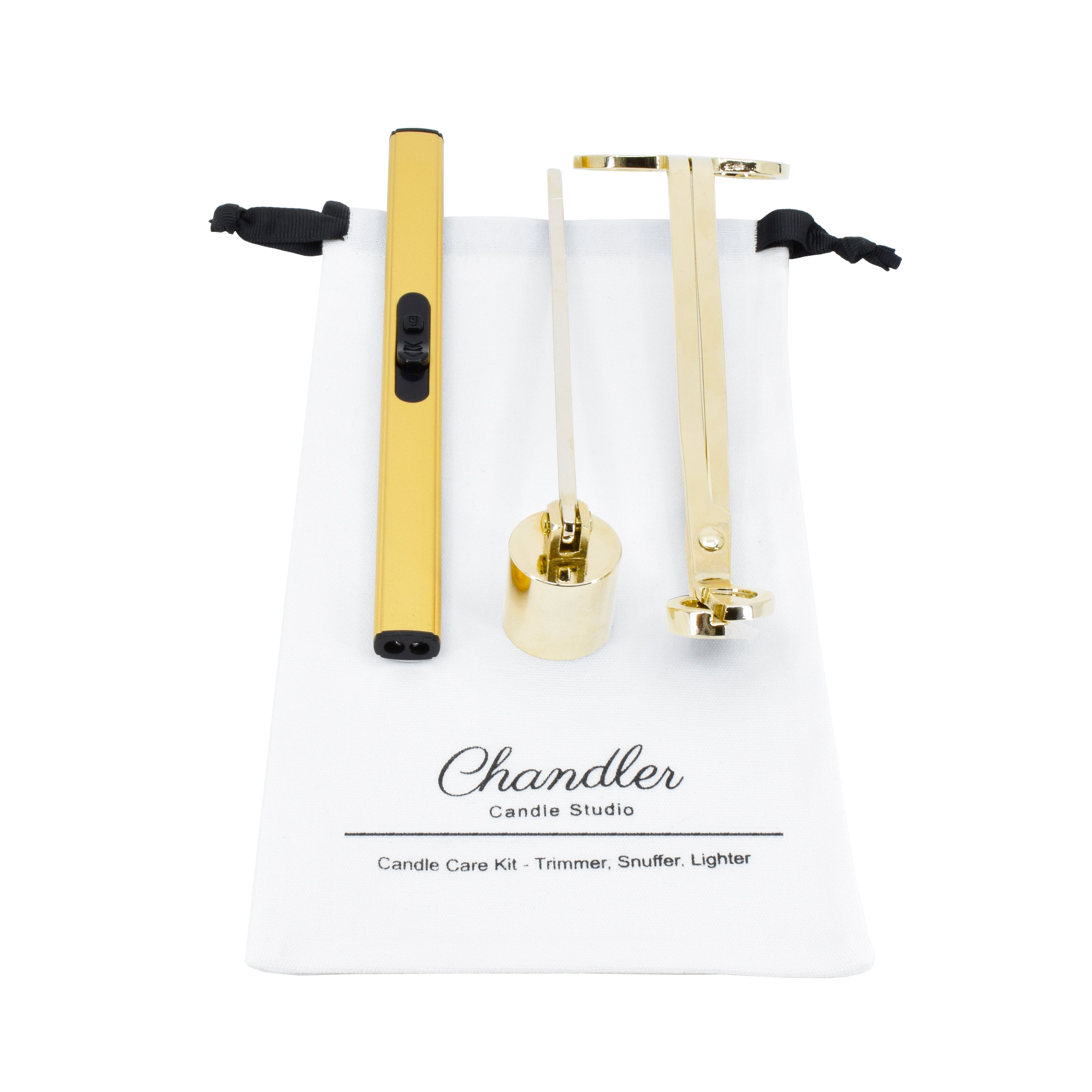 Candle Tools Set - Candle Care Kit Long Windproof Lighter Candle Snuffer Trimmer Electric Plasma USB Rechargeable or Butane Lighter - Chandler Studio